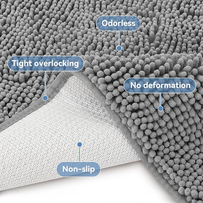 Bcoimo Bathroom Rugs 24x17, Bath Mats for Bathroom Non Slip with Rubber Backing,High Absorbent Microfiber Bath Rugs Quick Drying, Machine Washable, Durable Decor