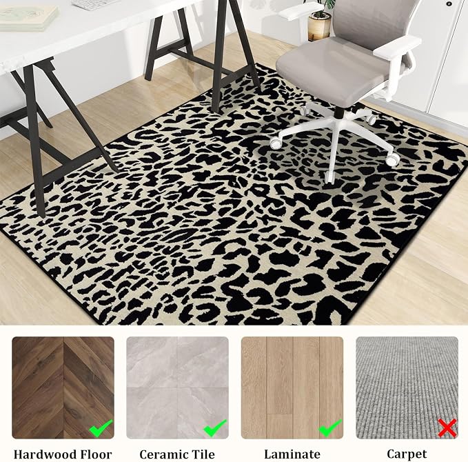 Office Chair Mat for Hardwood Floor, 60"x45" Easy Glide Computer Desk Mat Protector for Rolling Chair Under Desk Rug Nonslip Backing, Machine Wash, (Modern)