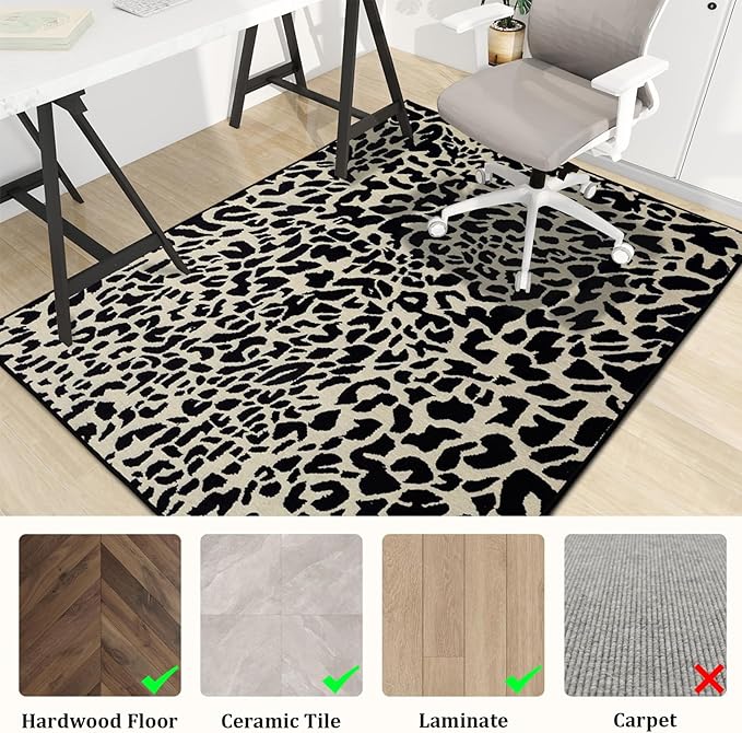 Office Chair Mat for Hardwood Floor, 48"x36" Easy Glide Computer Desk Mat Protector for Rolling Chair Under Desk Rug Nonslip Backing, Machine Wash, (Modern)