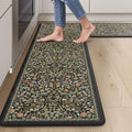 Collive Anti Fatigue Mats for Kitchen Floor, Cushioned Comfort Kitchen Rugs Sets of 2 Waterproof Non Skid Padded Sink Rugs, Boho Floral Rug Black Standing Mat for Office, Laundry