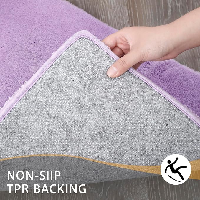 MINIDEAR Bathroom Rugs 36x24 Purple - Thick Memory Foam Bath Mat, Ultra Soft & Plush Fluffy, Non-Slip, Quick Dry, Absorbent Washable Floor Microfiber Mat for Tub, Home Decor Accessories