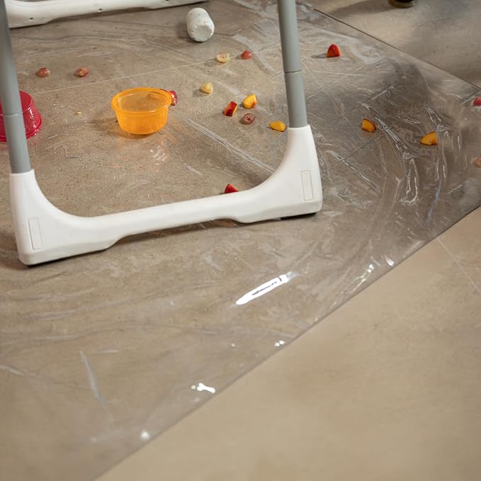 Nuby High Chair Square Floor Mat - Waterproof and Clear Floor Mat - Protects Floor from Spills and Messes - 49.5" x 49.5"