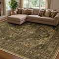 RELEANY Area Rugs 7'x9' Washable Non-Slip, Floral Vintage Distress Medallion Carpet for Living Room Bedroom Dining Room, Brown Dark Brown
