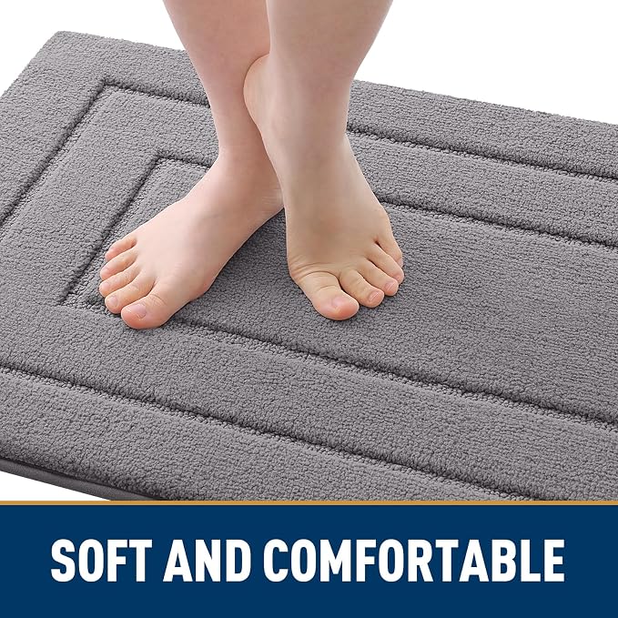 Smiry Dog Door Mat for Muddy Paws, Absorbs Moisture and Dirt, Low-Profile Entryway Mat with Non-Slip Backing, Entry Indoor Outdoor Doormat for Inside Floor (24x16 Inches, Grey, Bordered)