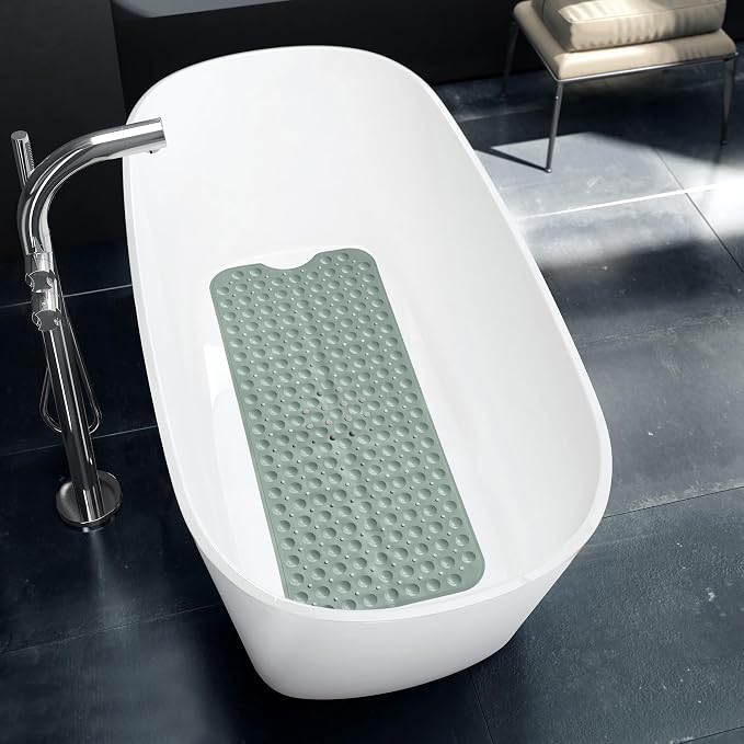 LDC Bath Mat for Tub, Inside Shower Bathtub Mat with Drain Holes and Suction Cups, Anti Slip Bath Mat Inside Tub Extra Long, 40x16 - Mint