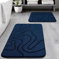 YIHOUSE Memory Foam Bathroom Rugs Sets 2 Piece - Extra Thick Ultra Soft Absorbent Bath Mat Set, Non-Slip Machine Washable Bath Rugs for Bathroom, Tub & Shower, Home Decor (32"x20"+24"x17", Dark Blue)