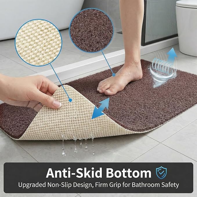 Square Shower Mat Non Slip, 27 x 27 Inch Anti Slip Shower Mat Without Suction Cups, Quick Drying Foot Scrubber PVC Loofah Bath Mats for Bathroom, Tub, Wet Area