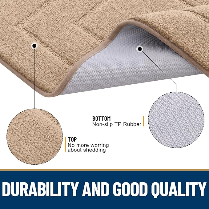 Smiry Dog Door Mat for Muddy Paws, Absorbs Moisture and Dirt, Low-Profile Entryway Mat with Non-Slip Backing, Entry Indoor Outdoor Doormat for Inside Floor (36x24 Inches, Beige, Bordered)