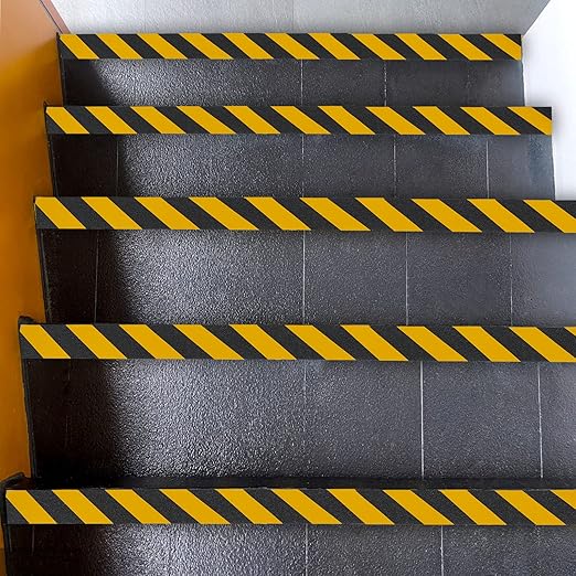 COSIMIXO 6" x 35Ft Black&Yellow Heavy Duty Anti Slip Tape for Stairs Outdoor/Indoor Waterproof Grip Tape Safety Non Skid Roll for Stair Steps Traction Tread Staircases Anti-Slip Strips