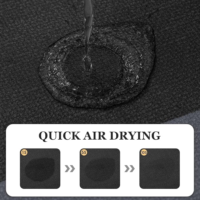 ACCUMTEK Non Slip Bath Mat, Thin Bathroom Rugs Fit Under Door, Quick Dry Bath Mats, Machine Washable Bath Rugs for Bathroom, Bathtub & Kitchen, Black/Bordered/U-Shaped 24"x20"