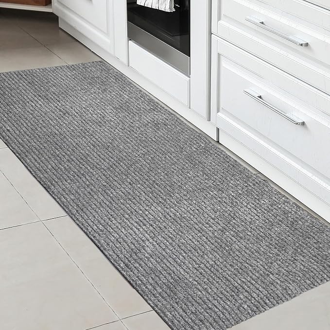 Ottomanson 2' x 6' Hallway Runner with Scraper Pile - Extra Durable Non-Slip Rug Mat for Indoor & Outdoor Use - Ideal for Kitchen, Entryway, Patio & Garage - High-Traffic Carpet, Gray
