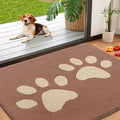 Smiry Dog Door Mat for Muddy Paws, Absorbs Moisture and Dirt, Low-Profile Entryway Mat with Non-Slip Backing, Entry Indoor Outdoor Doormat for Inside Floor (40x32 Inches, Camel, Paw)