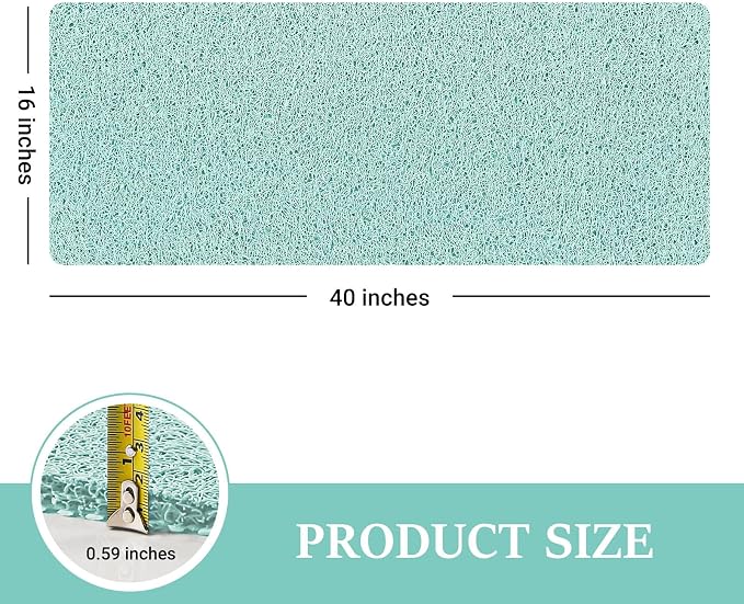 LuxStep Shower Mat Bathtub Mat,40x16 inch, Non-Slip Bath Mat with Drain, Quick Drying PVC Loofah Bathmat for Tub,Shower,Bathroom,Green