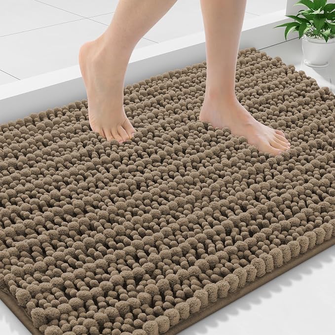 Smiry Bathroom Rugs Mat 36x24, Extra Soft Absorbent Chenille Bath Rugs, Non Slip Rubber Backing Machine Washable Quick Dry Bath Mats for Bathroom Floor, Tub, Shower, Home Decor Accessories, Camel