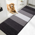 Kitinjoy Indoor Outdoor Door Mat, 71x24 Non-Slip Absorbent Dirt Trapper, Low-Profile Washable Inside Entrance Front Floor Mat, Sturdy Soft Entry Dotted Ombre Doormats for Entryway, Black