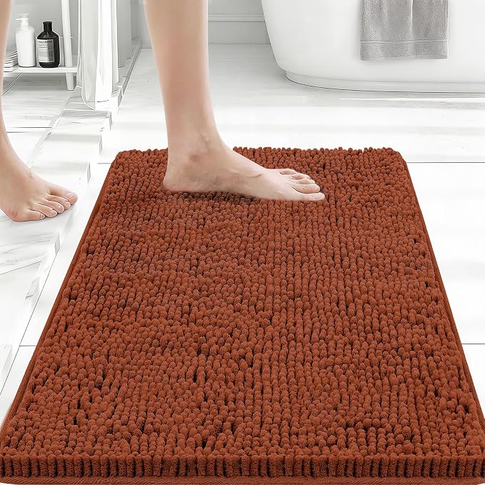 Bcoimo Bathroom Rugs 24x17, Bath Mats for Bathroom Non Slip with Rubber Backing,High Absorbent Microfiber Bath Rugs Quick Drying, Machine Washable, Durable Decor