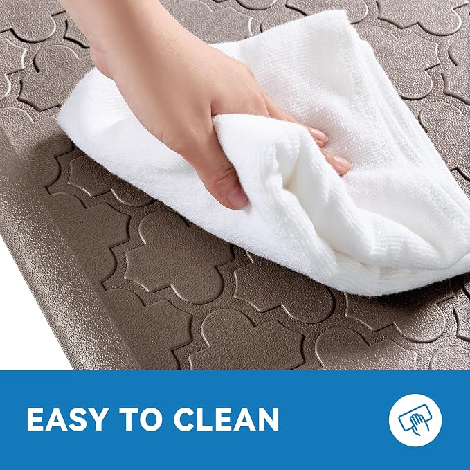 Kitchen Mat Cushioned Anti Fatigue for Floor, Non-Slip Waterproof Comfort Rug for Kitchen Sink, Standing Desk & Laundry, 17.3"x29", Khaki