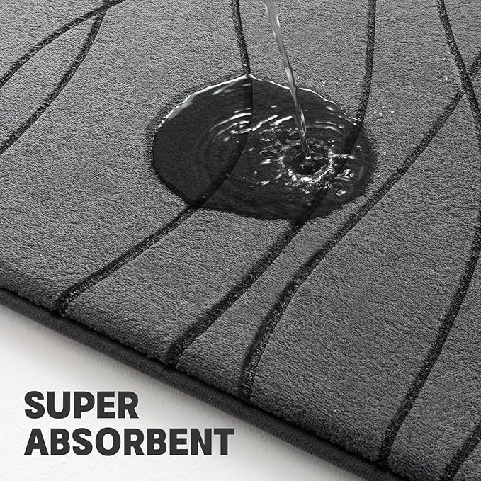 YIHOUSE Memory Foam Bathroom Rugs Sets, Dark Grey, 5 Piece | Ultra Soft, Absorbent, Non-Slip, Machine Washable,
