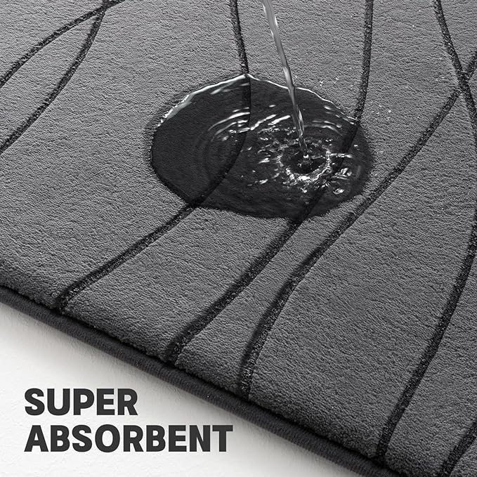 YIHOUSE Memory Foam Bathroom Rug Sets, Dark Grey, 17x24 & 20x32, 2 Piece | Ultra Soft, Absorbent, Non-Slip, Machine Washable