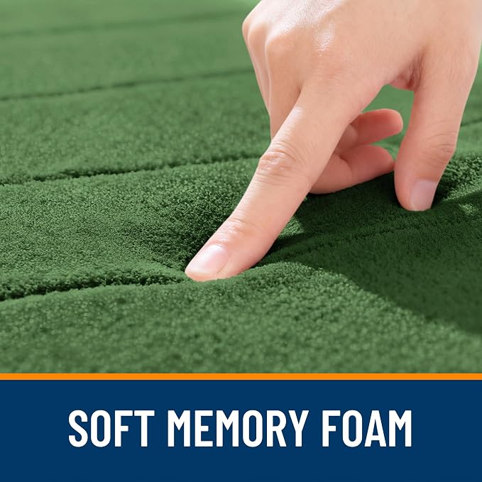 OLANLY Memory Foam Bath Mat 44x32, Super Soft Absorbent Bathroom Rugs, Quick Dry, Machine Washable Shower Floor Rugs, Bathmat Carpet, Bathroom Home Decor Accessories, Olive Green