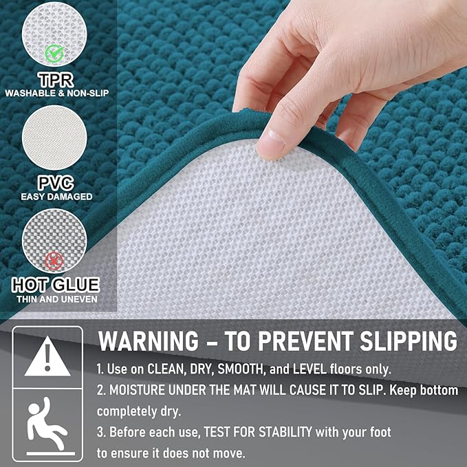 Arotive Bathroom Rugs 30" x 20", Ultra Soft Absorbent Chenille Bath Rugs, Non-Slip Rubber Backing, Machine Washable Bath Mats for Bathroom Floor, Tub and Shower, Home Decor Accessories, Peacock Blue