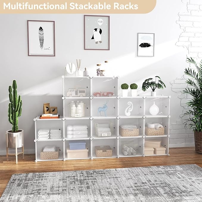 Portable Shoe Rack Organizer with Door, 80 Pairs Shoe Storage Cabinet Easy Assembly, Plastic Adjustable Shoe Storage Organizer Stackable Detachable Free Standing DIY Expandable 10 Tier White