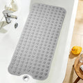 Extra Long Bathtub Mat Non Slip, Clear Gray Soft Bath Mat for Tub 40 x 16 Inch Full Size, Bath Tub Shower Mats for Bathroom Floor, Big Suction Cups and Drain Holes, Easy Washable, BPA Free