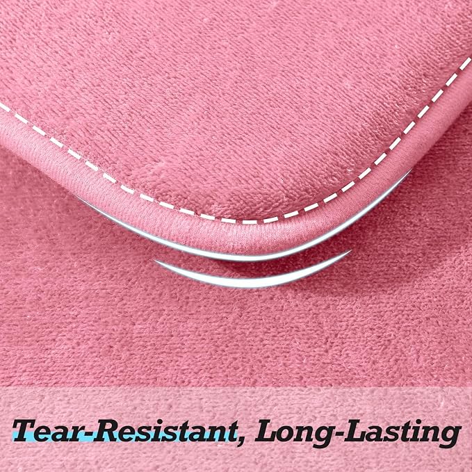 HUXMEYSON Bathroom Rugs Sets 2 Piece, Non-Slip & Quick Dry Bath Mat Set, Ultra Soft Velvet Bath Rugs for Bathroom, Toilet and Shower Floor, Pink