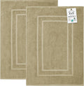 Feather & Stitch 2 Piece Towel Like Bath Mats (30x21 Inch) 100% Cotton Terry Bath Mats, Bathroom Shower Floor Mats [NOT A Bathroom Rug], Soft Absorbent Washable Mats - Linen