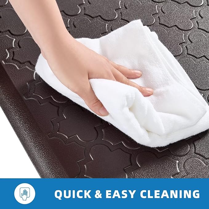 Kitchen Mats for Floor 2 Piece - Anti Fatigue Mats for Kitchen Floor - Non Slip Cushioned Rugs for Standing, Office, Sink, Laundry, Chocolate