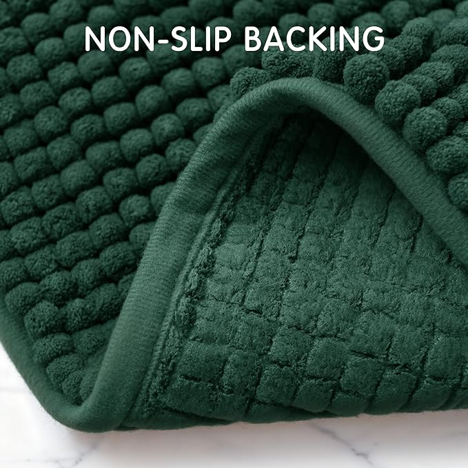 SUBRTEX Bathroom Rugs Chenille Bath Rug Soft Short Plush Bath Mat Soft Shower Mat Water Absorbent Shower Mat Quick Dry Machine Washable(Celadon,18" x 24")
