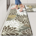 Arenarug Kitchen Mats for Floor 2PCS Cushioned Anti Fatigue Waterproof Non Slip Kitchen Mat Rug Set Comfort Foam Standing Mat for Sink, Laundry, Office,17.3" x 28" + 17.3" x 59", Brown White