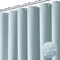 Dynamene Extra Wide Shower Curtain - 180 Inch Wide Waffle Weave Weighted Thick Cloth Bathroom Shower Curtain, Neutral Heavy Duty Hotel Bath Curtain Set with 32 Plastic Hooks, 180x72, Fog Blue