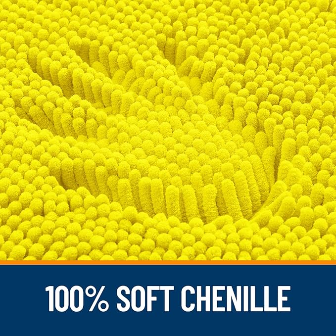OLANLY Bathroom Rugs 30x20, Extra Soft Absorbent Chenille Bath Rugs, Rubber Backing Quick Dry, Machine Washable Bath Mats for Bathroom Floor, Tub and Shower, Home Decor Accessories, Lemon Yellow