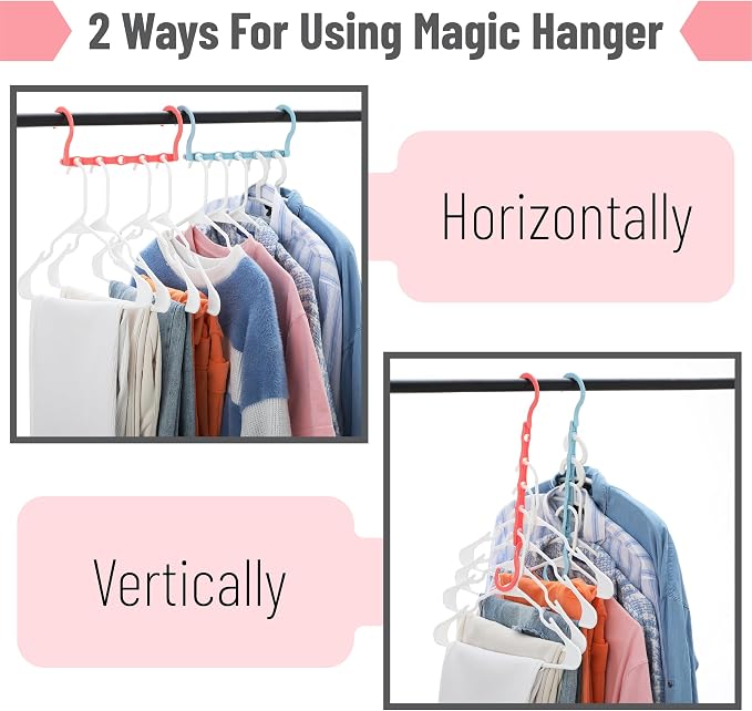Mr. Pen- Space Saving Hangers, 8 pcs, 360° Rotating Hooks, Magic Cascading Hanger Organizer with 5 Enclosed Slots, Closet Organizers and Storage for Clothes, College Dorm Room Essentials