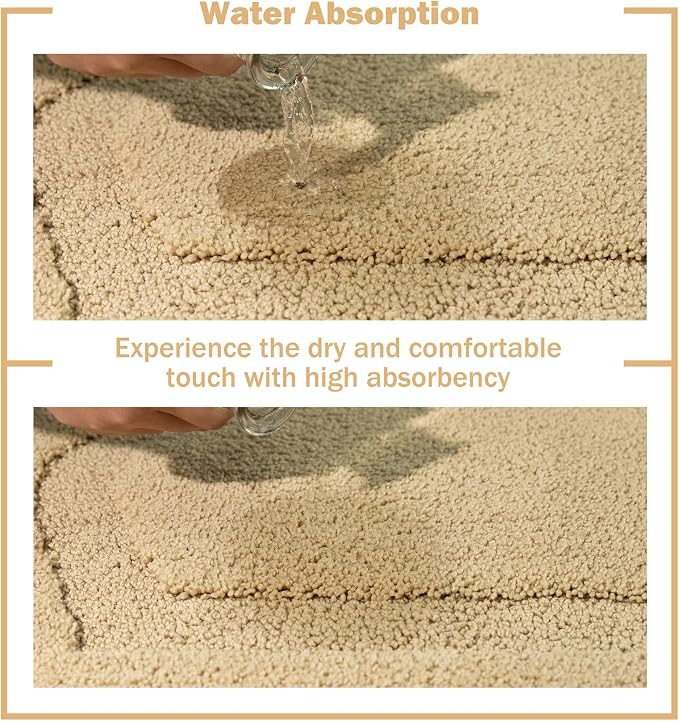 Bathroom Rugs Runner 24x60, Long Bath Rug Non-Slip, Extra Soft Absorbent Shaggy Large Bath Mats for Bathroom, Beige