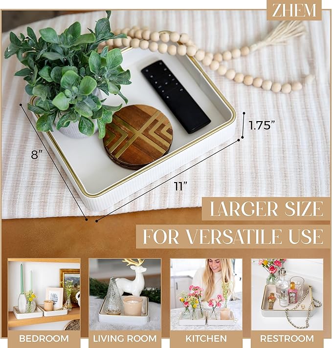 Perfume Tray Valet Tray Night Stand Bedside Organizer| Perfume Organizer Catchall| Perfume Trays for Dresser Vanity Tray for Dresser Countertop| Perfume Holder| Nightstand Organizer Women