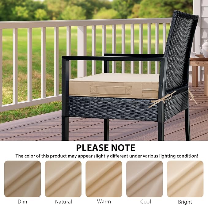 IPYNBAP Outdoor Chair Cushions Set of 4 -Waterproof Outdoor Seat Cushions for Patio Furniture, Patio Chair Cushion with Handle and Ties, Out Door Chair Pads,18.5x16x3-Square, Beige
