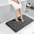 Yimobra Black and White Bathroom Rugs, Luxury Fluffy Bath Mats, Non Slip, Water Absorbent Microfiber, Machine Washable, Plush Runner Carpet Shower Rugs, Thick Matts for Bathroom Floor&Tub, 44" X 24"