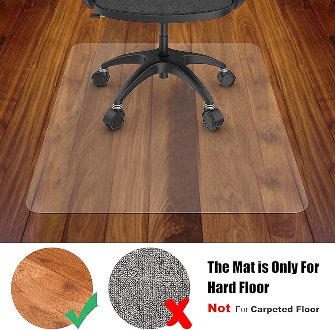 Azadx Office Chair Mat for Hardwood Floor, 57"x84" Clear Desk Chair Mat for Hardwood Floor Large Protector Floor Mat for Dining Room, Easy Glide Rolling Plastic Floor Mat, Chair Mats for Living Room