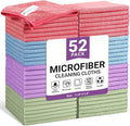 SIFANGKE Microfiber Cleaning Cloth, 52 Pack Assorted Color Cleaning Rags for Housekeeping, Colorful Reusable Microfiber Towels for Car, Kitchen, Bathroom and Household Cleaning Supplies, 11.8"X11.8"