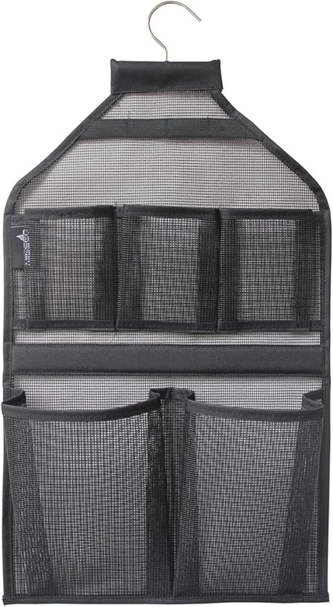 MISSLO Bathroom Shower Organizer Mesh Hanging Shower Caddy with Rotatable Hanger (Black)
