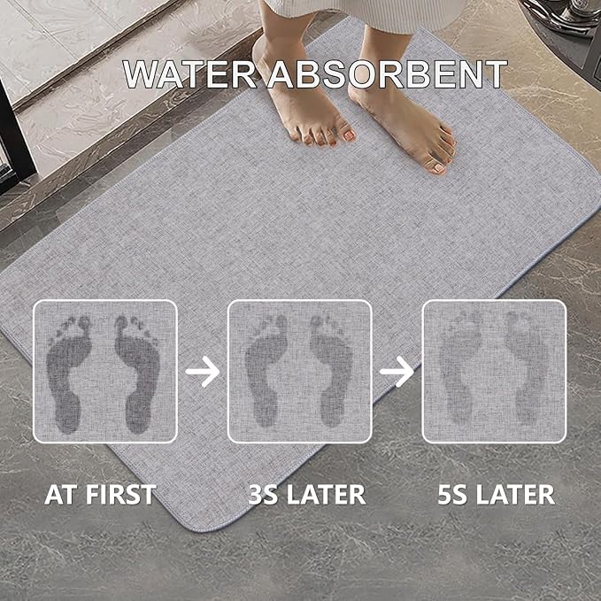 1/10 Inch Ultra Thin Indoor Door Mat, Long-Lasting & Maximum Non-Slip Rubber Backing, Washable & Stain-Resistant Entryway Mats with Powerful Dirt Trapper for Various Entrance, 35''X24'', Gray