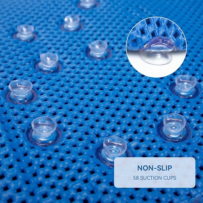 Bathtub Mat Non Slip, Soft Foam Bath Mat for Tub, Bathtub Mat with Drain Holes, Suction Cups Shower Mat (Royal Blue, 36''X17'')