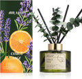 Airkeep Reed Diffuser Set with 6.76 fl oz Citrus&Sage Scent Essential Oils and 3 Leaves & 8 Diffuser Sticks,Bathroom Shelf Decor & Air Freshener, House Bedroom Office Decor & Gifts