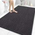 OLANLY Bathroom Rug Mat 59x35, Thick Soft and Absorbent Chenille Bath Mat, Non-Slip Rubber Backing, Machine Washable Quick Dry Bath Rugs for Tub Shower Floor, Home Decor Accessories, Dark Grey