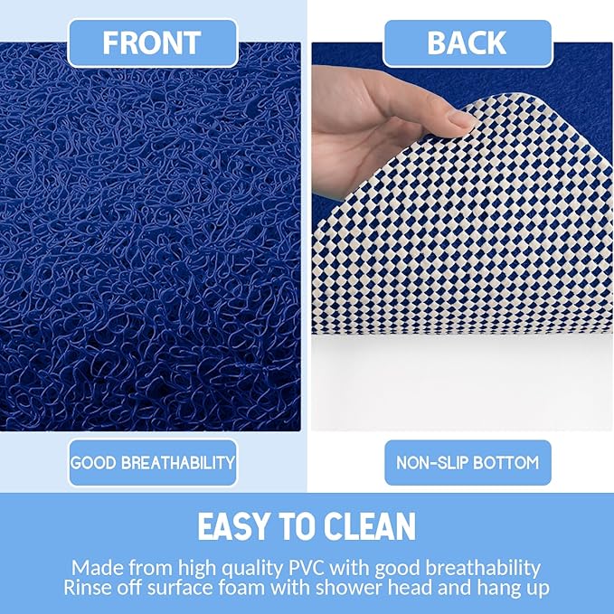 Hargiis Non-Slip Bathtub Mat, Anti Slip Shower Mat, Fast Drying Bathtub Mats, Foot Scrubber Mat, Anti Slip Mat for Tub, Floor, Bathroom, Kitchen, Home, Hotel (Navy Blue 32"×17")