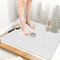 Shower Mat Non Slip: 32 x 24 Inch Extra Large Shower Mats with Drain Hole in Middle - Soft Loofah Quick Drying Matt for Shower Stall