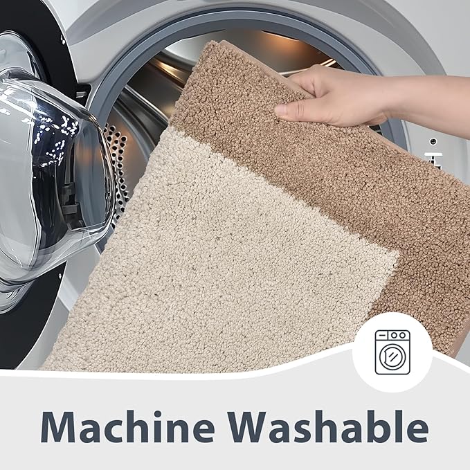 anllugs Bathroom Rugs U-Shaped 20" x 24", Non-Slip Extra Soft Absorbent Bath Rugs, Machine Washable Quick Dry Bath Mats for Toilet Base, Beige & Grayish Brown