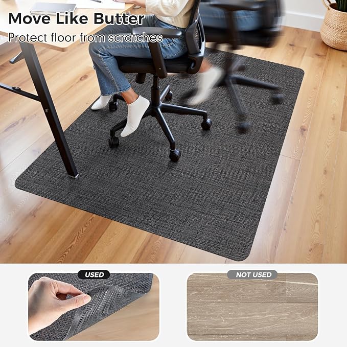 Sycoodeal Chair Mat, 40" x 48" Office Chair Mat for Hardwood and Tile Floor, Heavy Duty Floor Protector for Rolling Chairs, Non-Slip,Computer Mat for Home Office(Dark Coffee)